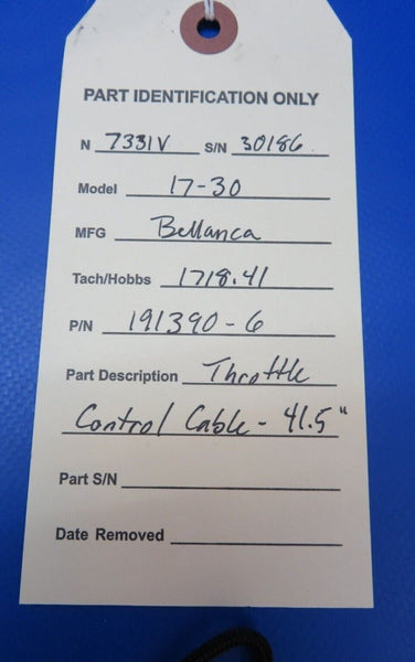 Bellanca 17-30 Throttle Control Cable P/N 191390-6 (0922-390)