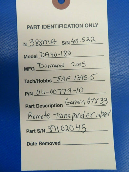 Garmin GTX 33 Remote Transponder 14V / 28V 011-00779-10 Guaranteed (0220-09)