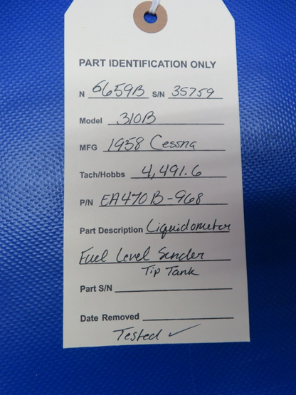 Early Cessna 310 Liquidometer Fuel Level Sender P/N EA470B-968 TESTED (1223-233)