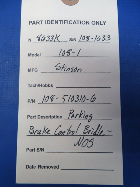 Stinson 108-1 parking Brake Control Bridle P/N 108-5101310-6 NOS (0823-561)