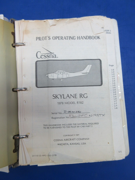 Cessna Skylane RG R182 Pilot's Operating Handbook  (1123-668)