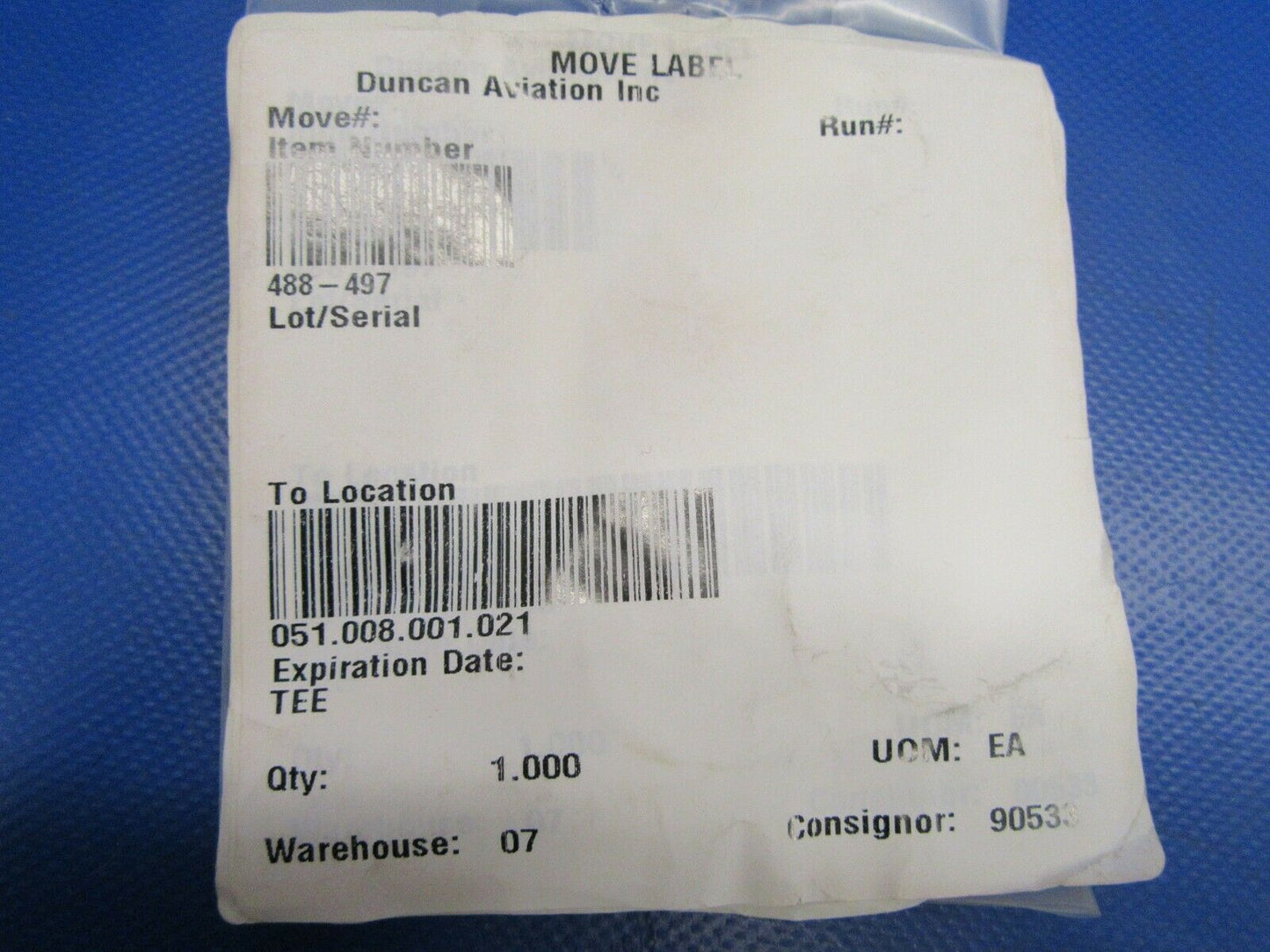 Piper PA-28-181 Tee Fuel System P/N 488-497 NOS (0519-102)