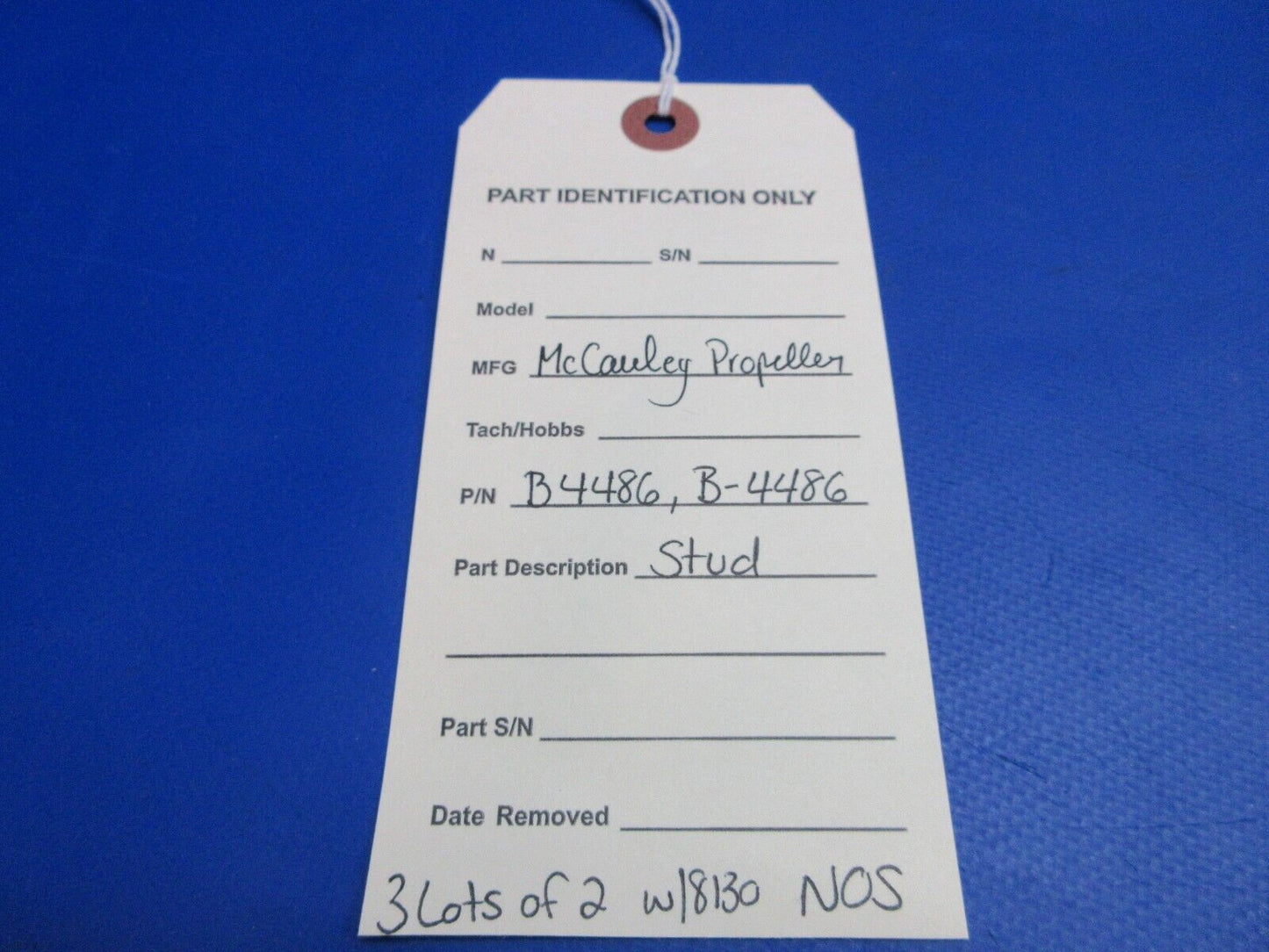 McCauley Threaded Propeller Stud w/ 8130 NOS LOT OF 2 P/N B4486 (0523-392)