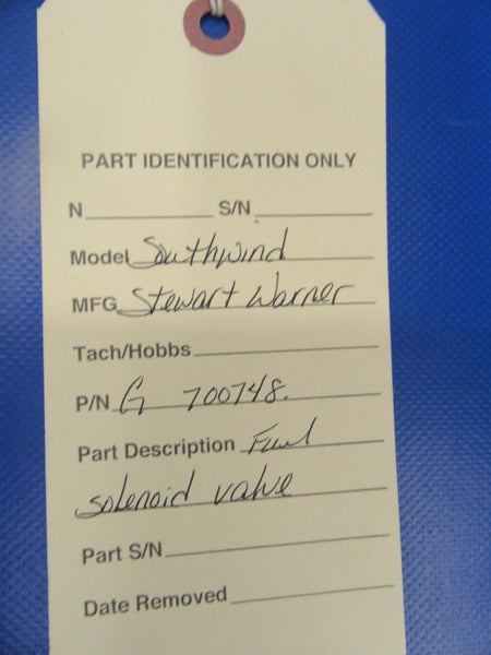 Stewart Warner Southwind Fuel Valve Solenoid 24V P/N G-700748 / Tested (0418-19)