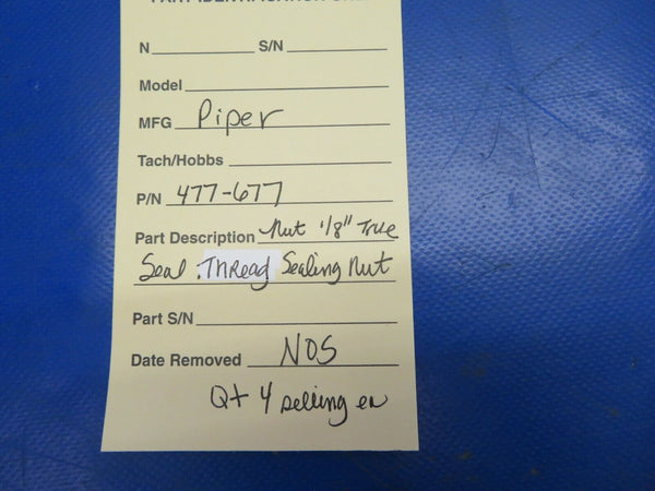 Piper Nut 1/8" True Seal Thread Sealing Nut P/N 477-677 NOS (0720-441)