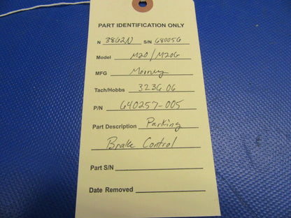 Mooney M20 / M20G Cable Parking Brake Control P/N 640257-005 (0921-347)