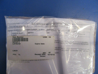 Cessna Citation Torque Slot Liner - Brake P/N 5001541 NOS (0419-197)