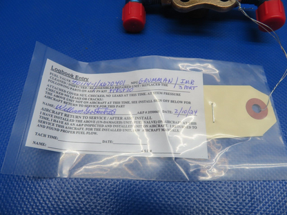 Grumman Yankee Trainer / TR-2 AA-1B Fuel Valve Assy P/N 40114-1 OH (0224-1447)