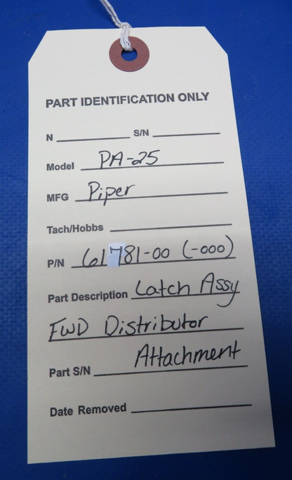 Piper PA-25 Latch Assy FWD Distributor Attachment P/N 61781-00 (0523-130)