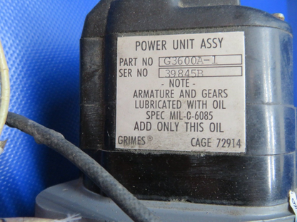Cessna 401 Grimes Retract. Landing Light & Motor G-3600A-1 FOR PARTS (0124-204)