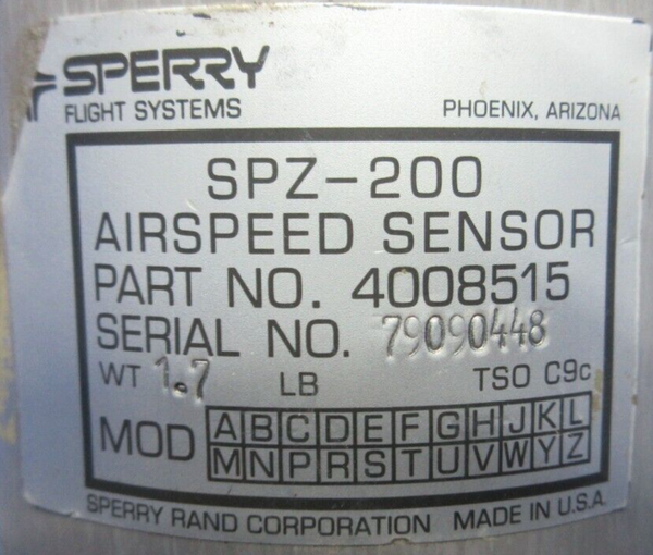 Sperry Airspeed Sensor P/N 4008515 CORE (1023-1036)