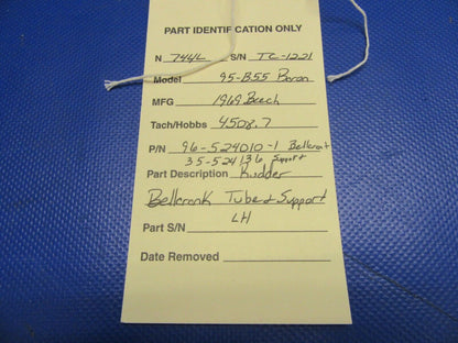 Beech 95-B55 Rudder Bellcrank Tube & Support LH P/N 96-524010-1 (0621-661)