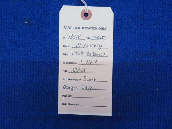 Bellanca 17-30 Viking Scott Oxygen Gauge P/N 32201 (0622-675)