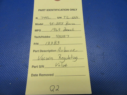 Beech Baron B-55 Airborne Vacuum Regulating Valve P/N 133B3 (0621-683)