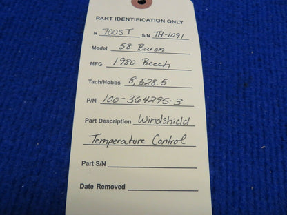 Beech 58 Baron Windshield Temperature Control P/N 100-364295-3 (0322-505)
