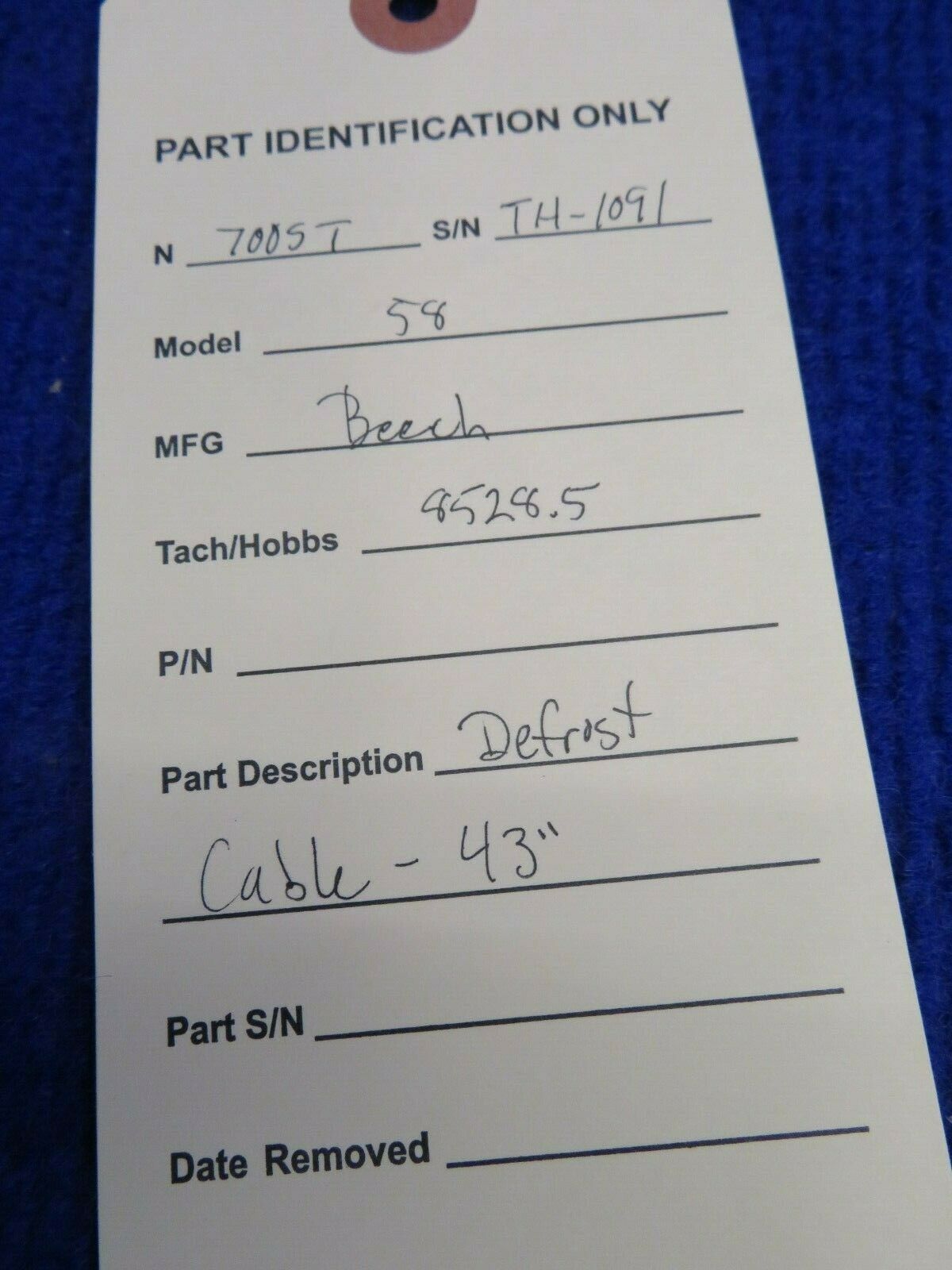 Beech 58 Baron Defrost Cable 43" (0422-353)