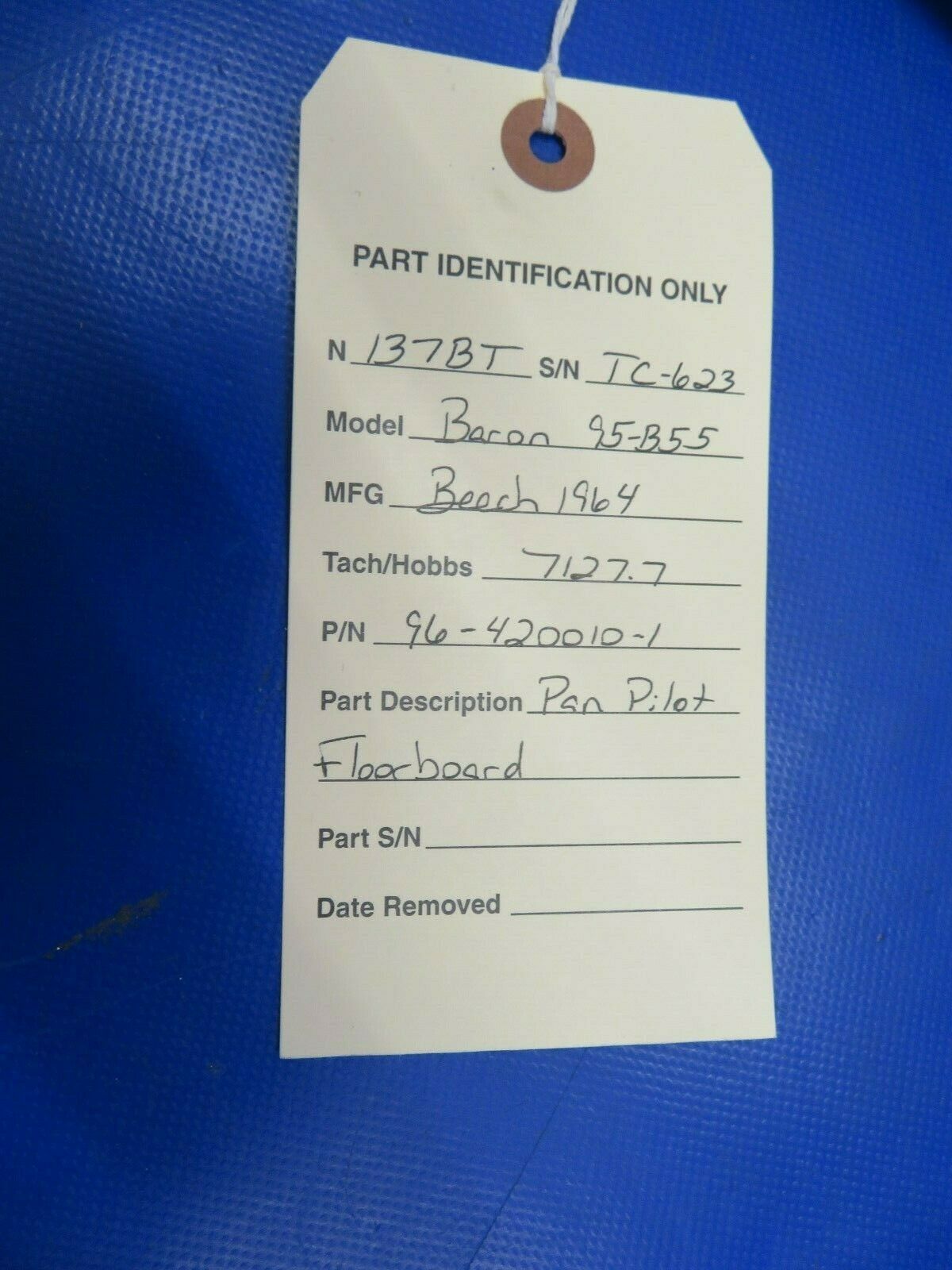 Beech Baron 95-B55 Pan Floor Board Pilot P/N 96-420010-3 (0320-131)