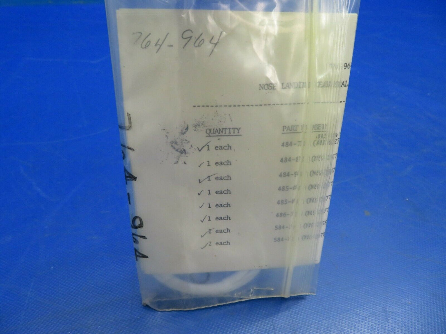 Piper Nose Landing Gear Seal Kit P/N 764-964 NOS (0720-704)