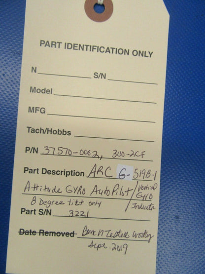 ARC G-519B-1 Attitude Gyro 8* Tilt Panel 37570-0002, 300-2CF (1019-58)