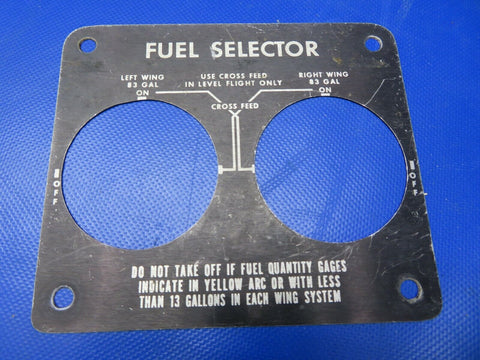 Beech 58 Baron Fuel Selector Plate P/N 58-920032-7 (0521-57)