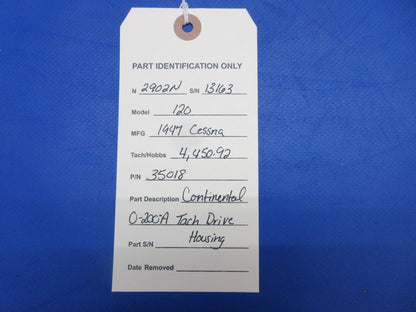 Continental O-200-A Tach Drive Housing P/N 35018 (0723-229)