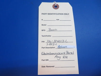 Beech Astron Electroluminescent Panel Assy RH P/N 71553-1 (0323-666)