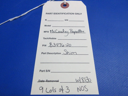 McCauley Threaded Propeller Shim w/ 8130 LOT OF 3 P/N B3476-20 NOS (0523-455)