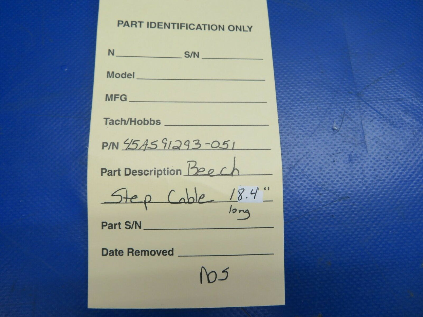 Beech Step Cable 18.4" Long P/N 45AS91293-051 NOS (0720-591)