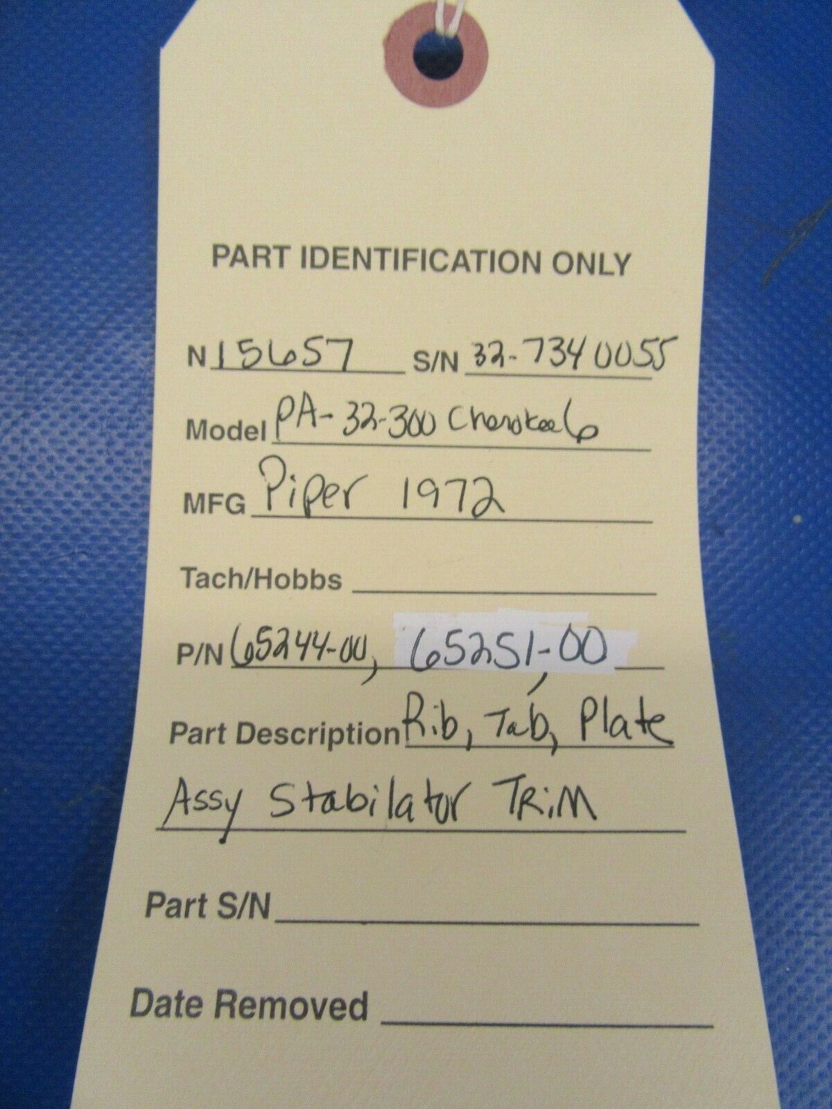 Piper PA-32-300 Cherokee Six Rib Stabilator Trim 65244-00 65244-000 (0819-137)