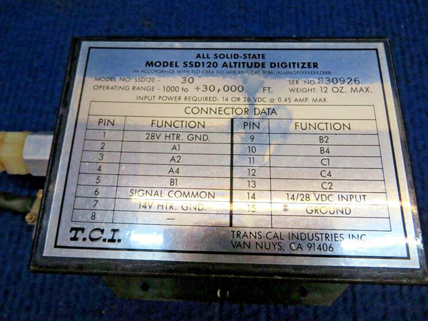 Cessna 150 / 150F Trans-Cal All Altitude Digitizer SSD120-30  (0822-577)