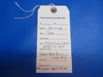 Piper Tomahawk Cabin Heat Box & Cable Assy P/N 77737-02, 66856-034 (1122-537)