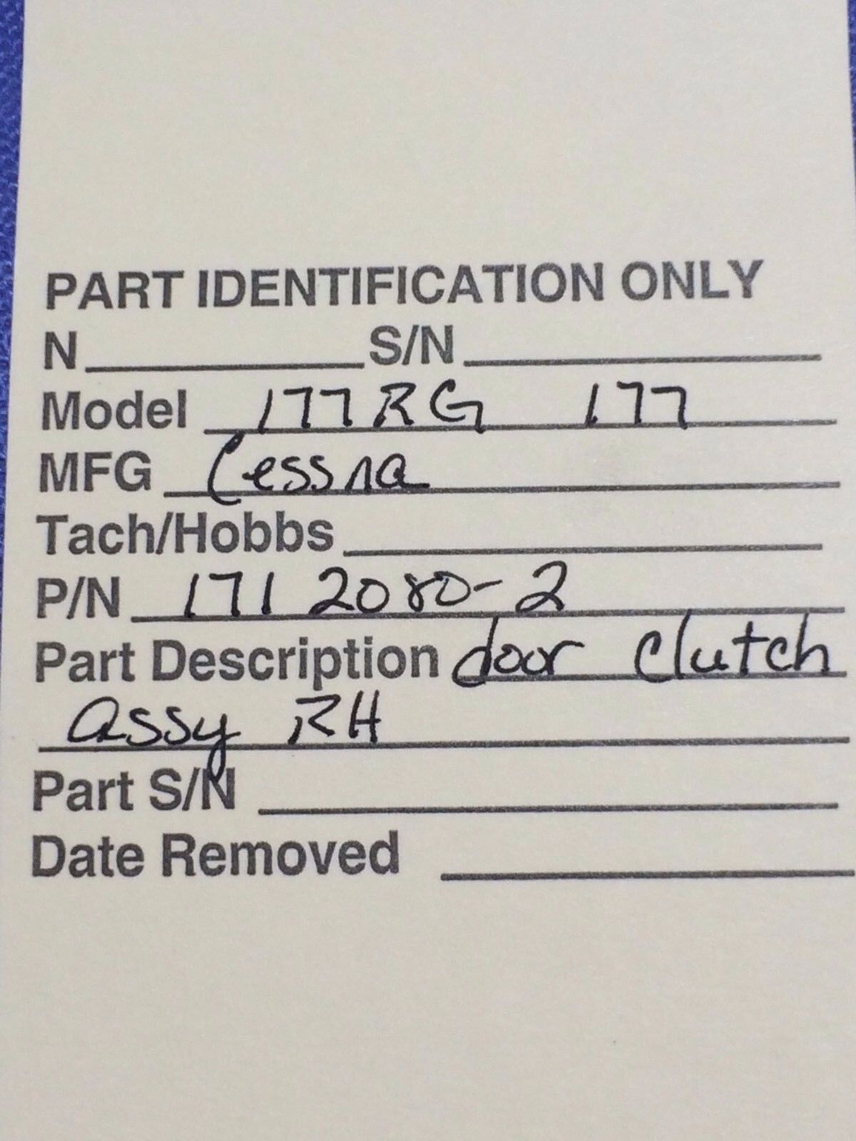Cessna 177 & 177RG Door Clutch Assy RH NEW! P/N 1712080-2 (0916-71)