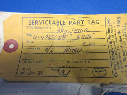 United Aircraft Oil Cooler Valve PN U-4785T-5B OVERHAULED (0224-1332)
