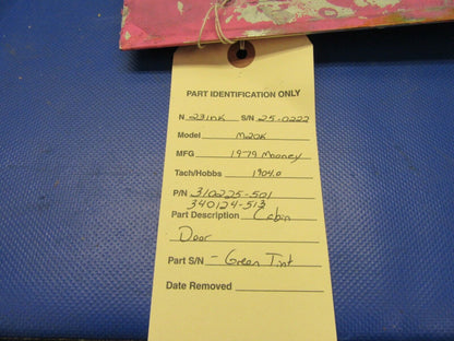 Mooney M20K Cabin Door Green Tint P/N 310225-501, 340124-513 (0721-622)