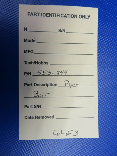 Piper Bolt P/N 553-344 LOT OF 3 NOS (1120-319)
