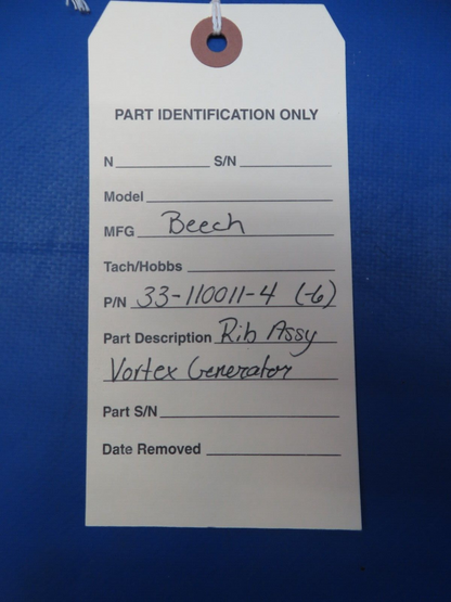 Beech Vortex Generator Rib Assy P/N 33-110011-4, 33-110011-6 (0623-609)