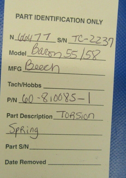 Beech Baron 95-B55 Torsion Spring P/N 60-810085-1 (0219-240)