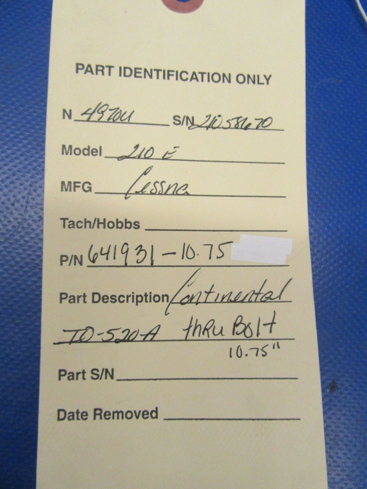 Continental IO-520-A Through Bolt 10.75" P/N 641931-10.75 (1118-238)