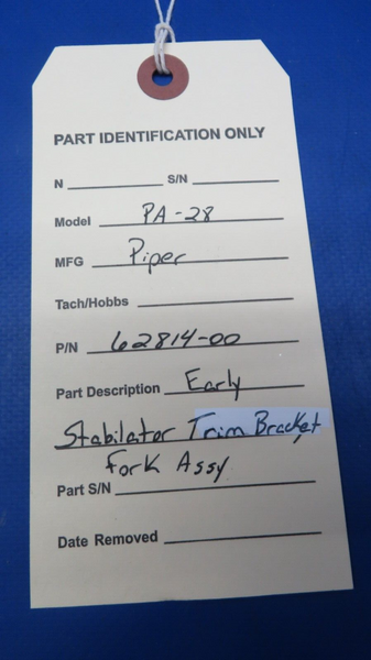 Piper PA-28 Early Stabilator Trim Bracket Fork Assy P/N 62814-00 (0523-217)