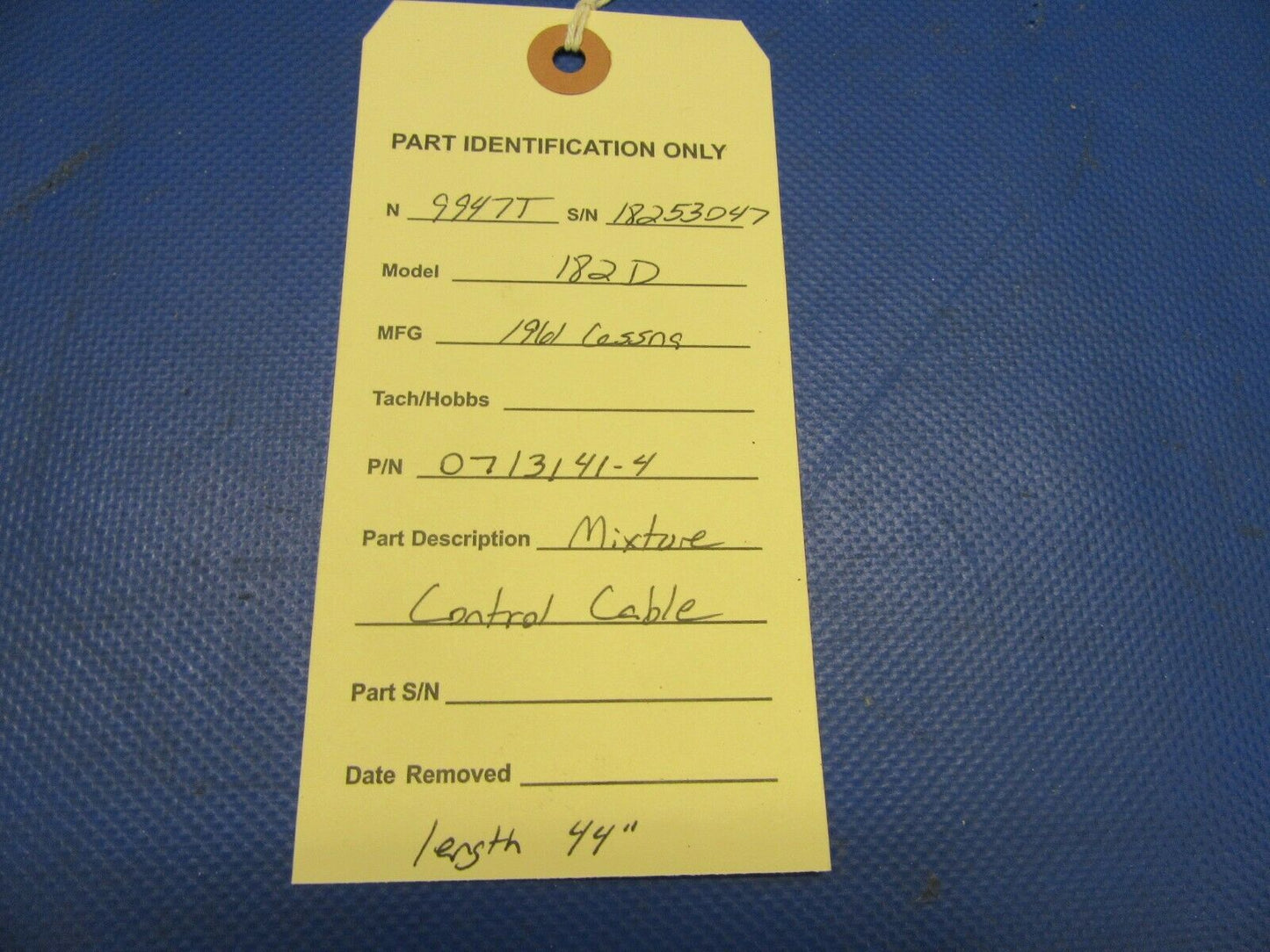Cessna 182 / 182D Mixture Control Cable 44" P/N 0713141-4 (0821-430)