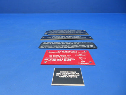 Beech 95-B55 Baron Placard P/N 58-324043-428 LOT OF 5 (0623-331)