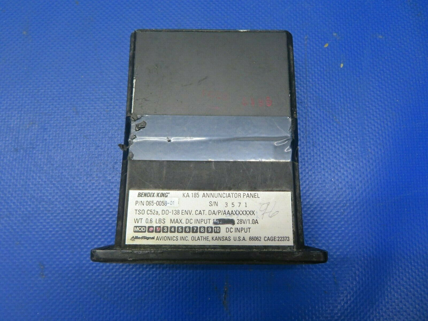 Bendix King KA185 Annunciator Panel 28V P/N 065-0058-01 (0821-839)