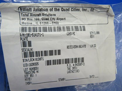 Beechcraft King Air Plate 101-514171-1 NOS (1220-46)