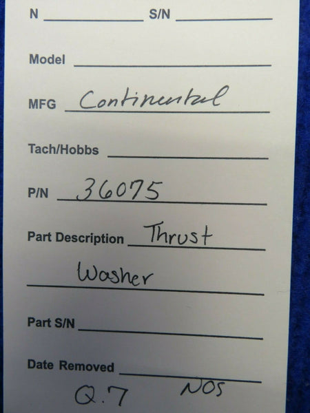 Continental Thrust Washer P/N 36075 NOS (0222-721)