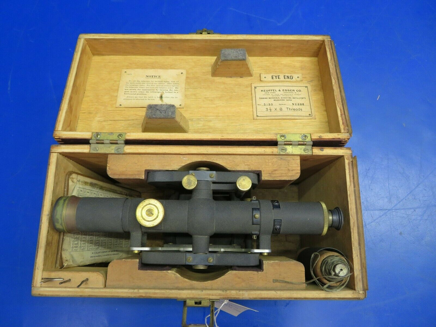 Vintage Keuffel & Esser Co. No. 5155 Surveyor's Scope w/ Tripod (0720-890)
