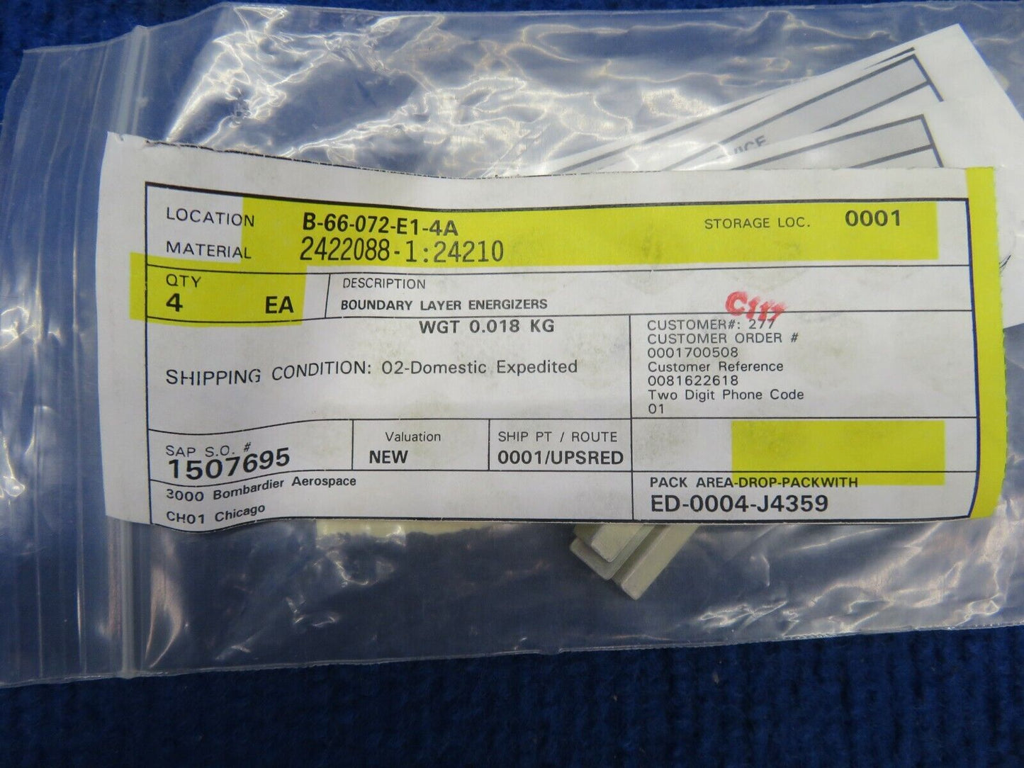 Bombardier Boundary Layer Energizer LOT OF 4 P/N 2422088-1 NOS w/ 8130 (0522-17)