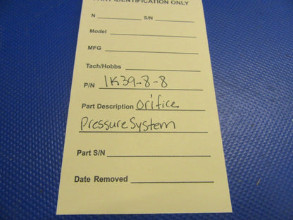 Orifice Pressure System P/N 1K39-8-8 (0921-389)