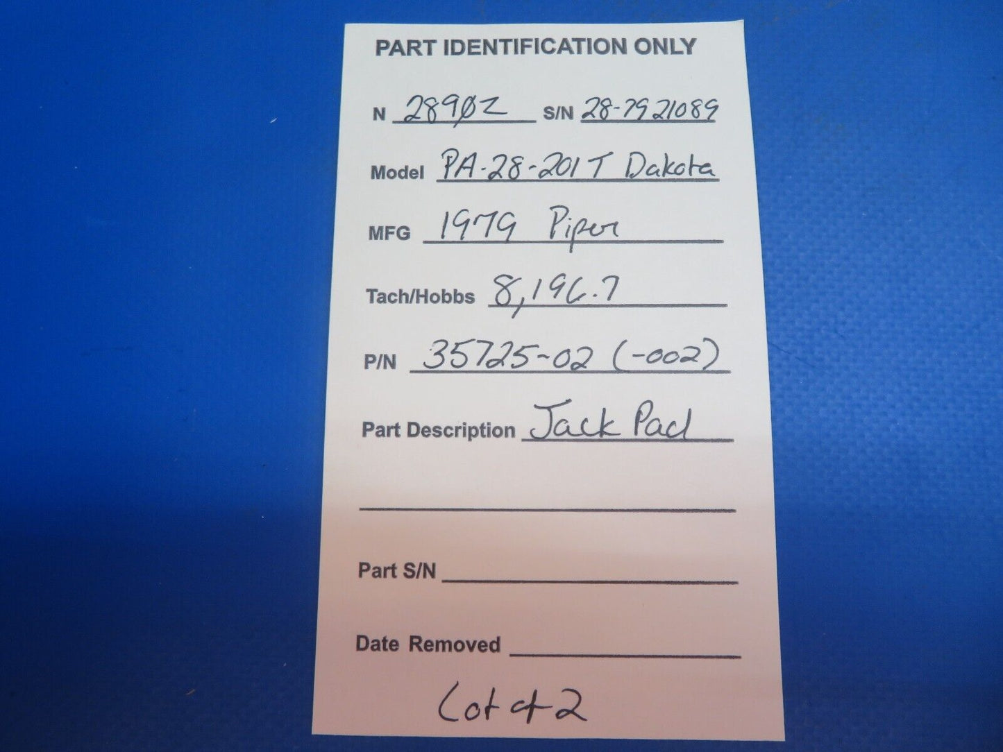 Piper PA-28-201T Dakota Jack Pad P/N 35725-02, 35725-002 LOT OF 2 (1222-908)