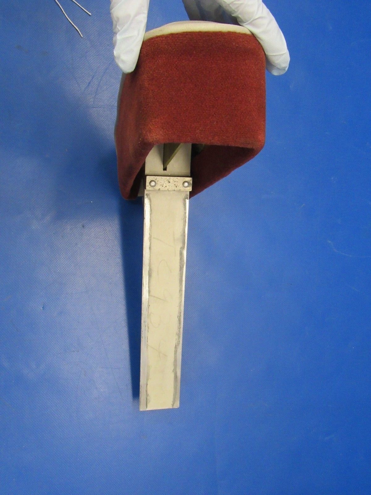 Beech Baron 95-B55 Arm Rest Gray Leather & Maroon Cloth (0418-07)