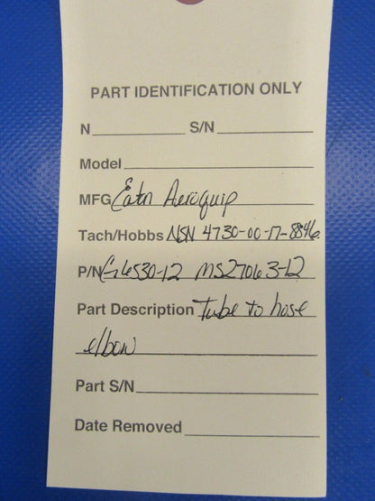 Eaton / Aeroquip Tube to Hose Elbow P/N G6530-12 (0917-133)